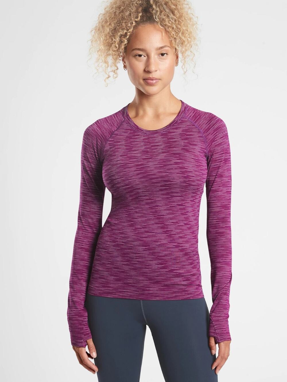 NWOT Athleta Momentum Top Spacedye , Exotic Fuchsia SIZE S #631845 Z0605H